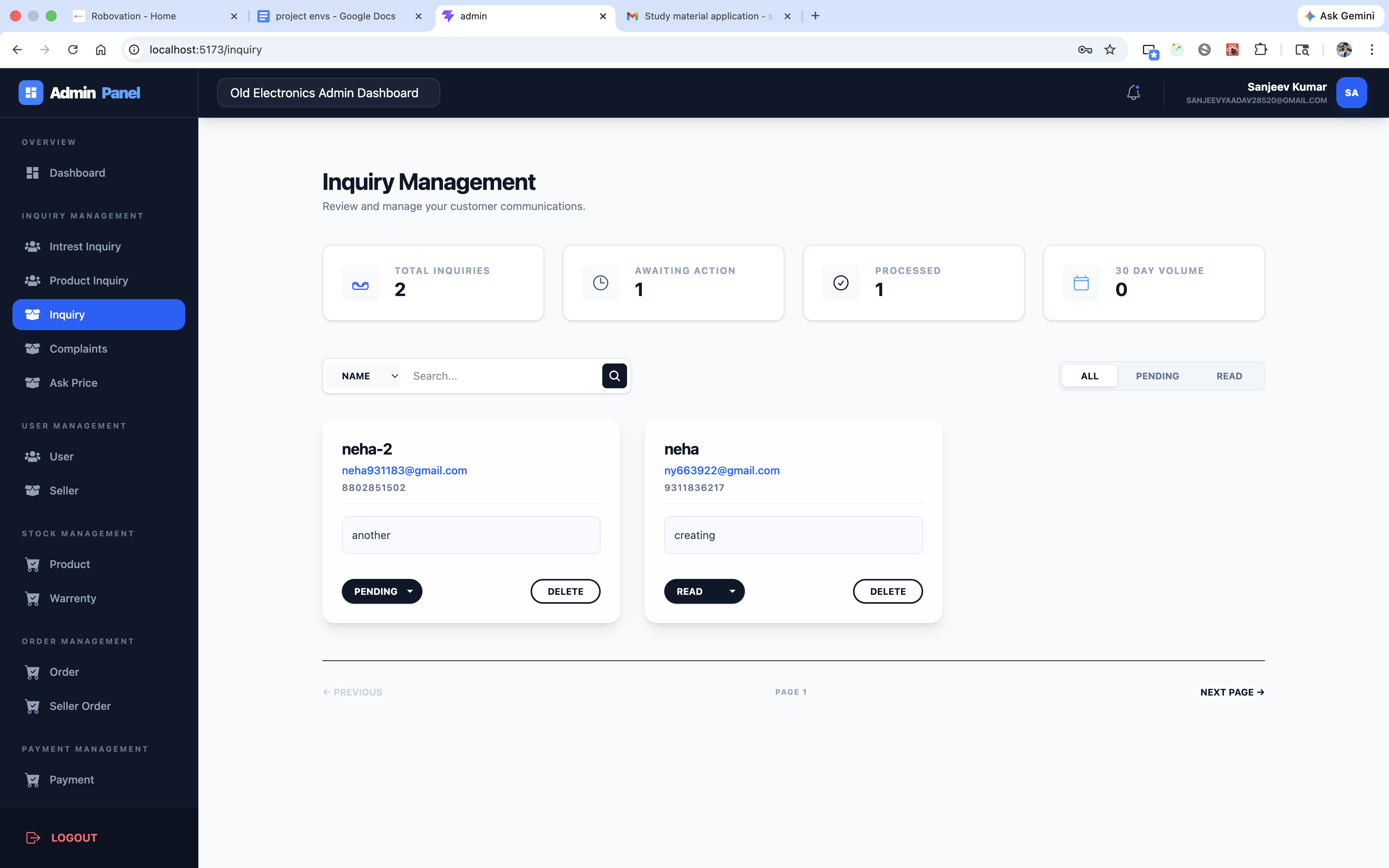 Admin Dashboard